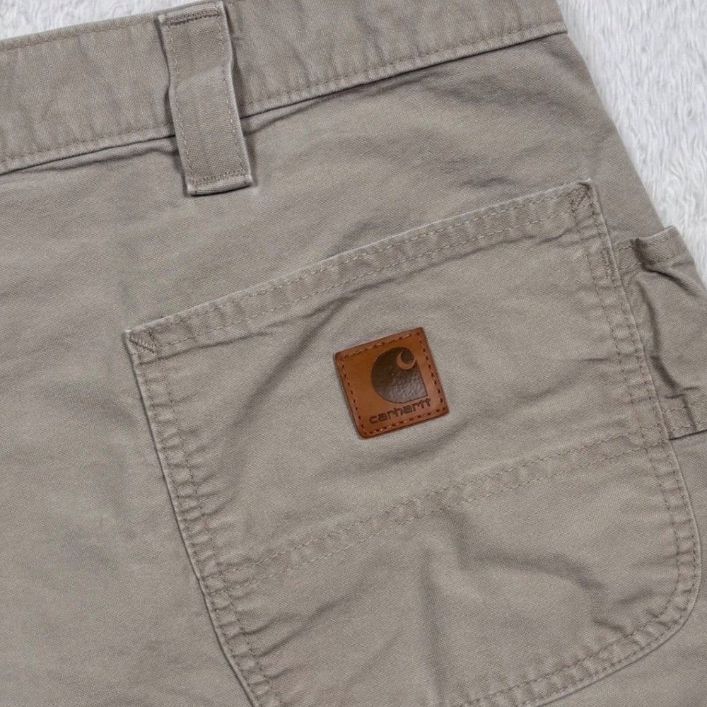 Carhartt Canvas Carpenter Shorts B147 Men 46 (FIT 44) Tan 9.5 Inseam Hammer Loop